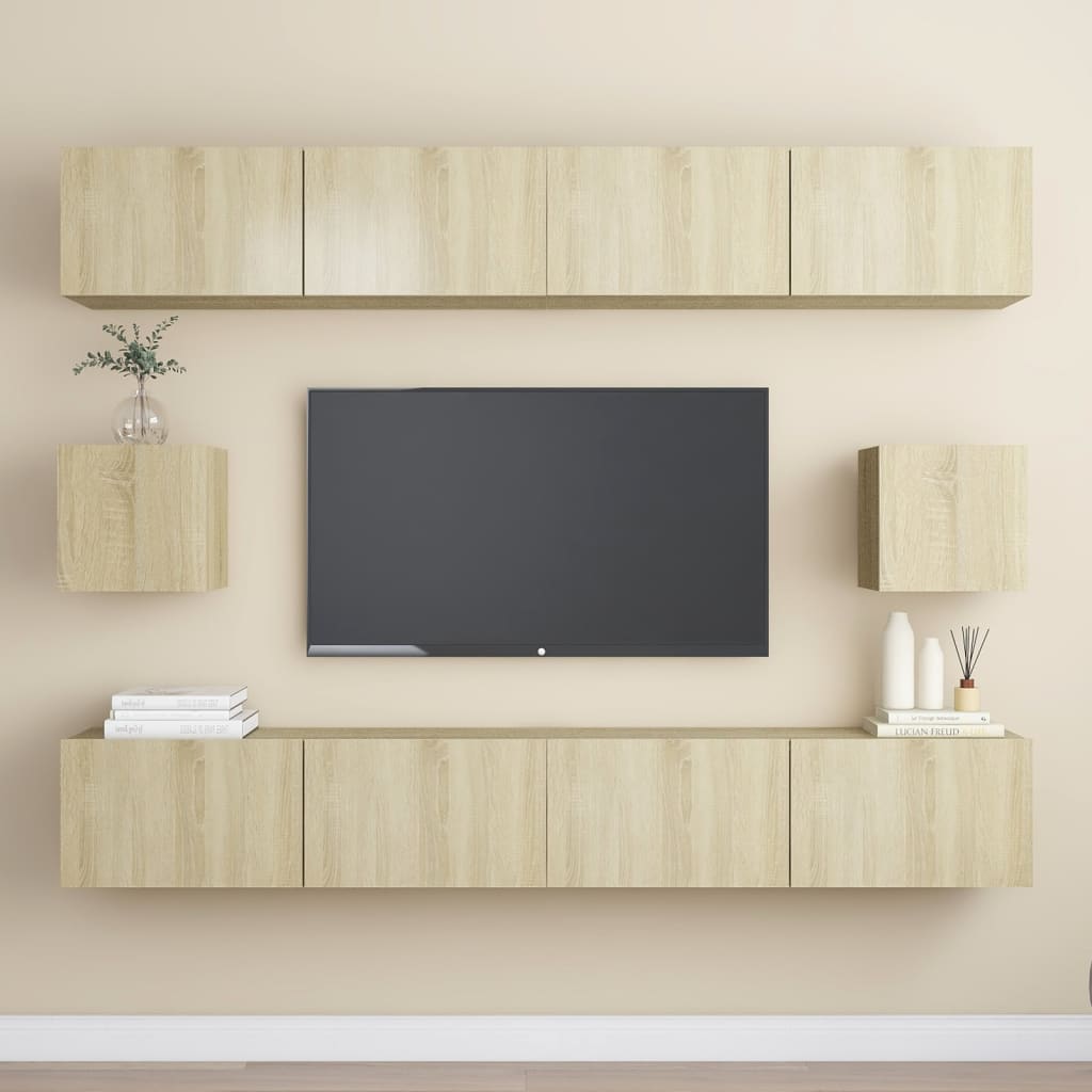 Set Mobili TV 6 pz Rovere Sonoma in Truciolato