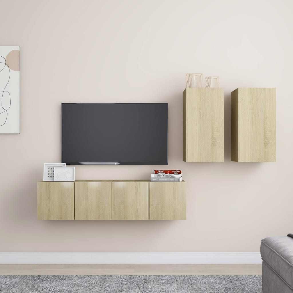 Set Mobili TV 4 pz Rovere Sonoma in Truciolato 3079000