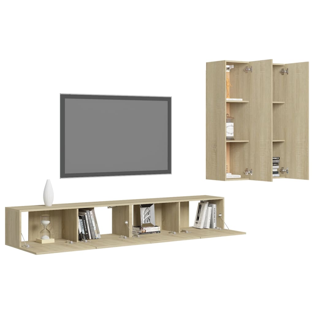 Set Porta TV 4 pz Rovere Sonoma in Truciolato cod mxl 33834