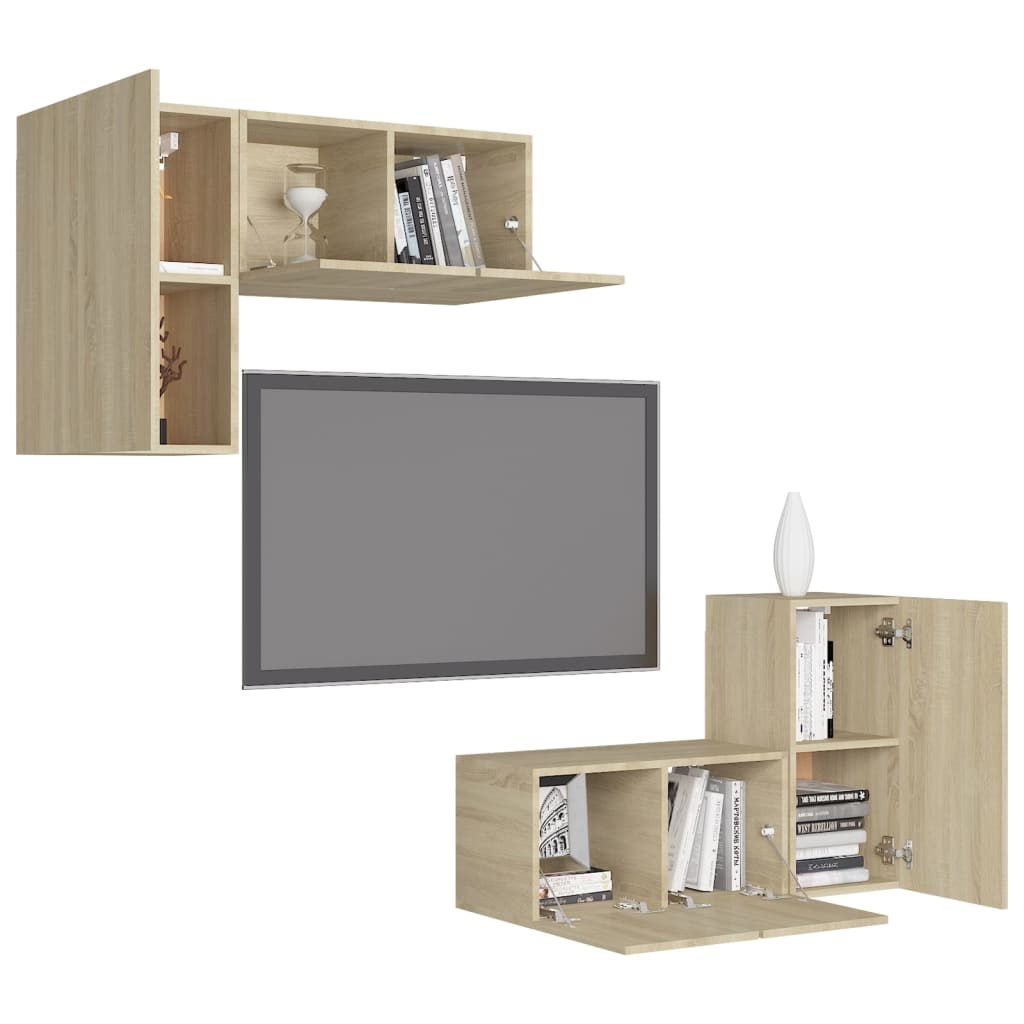 Set Mobili TV 4 pz Rovere Sonoma in Truciolato cod mxl 71371