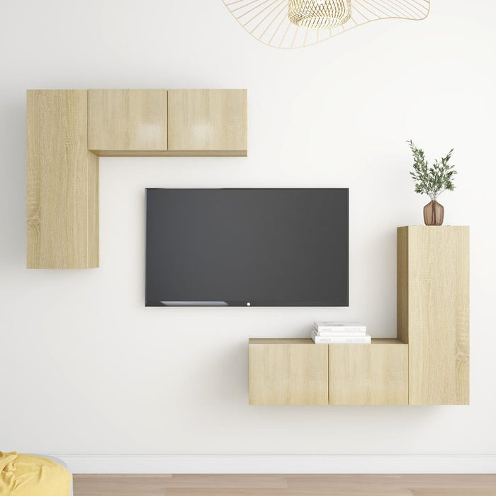 Set Porta TV 4 pz Rovere Sonoma in Truciolato 3079004