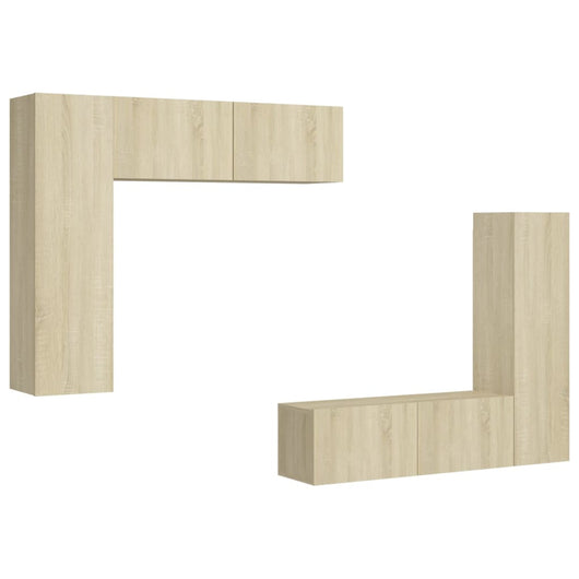 Set Porta TV 4 pz Rovere Sonoma in Truciolato 3079005