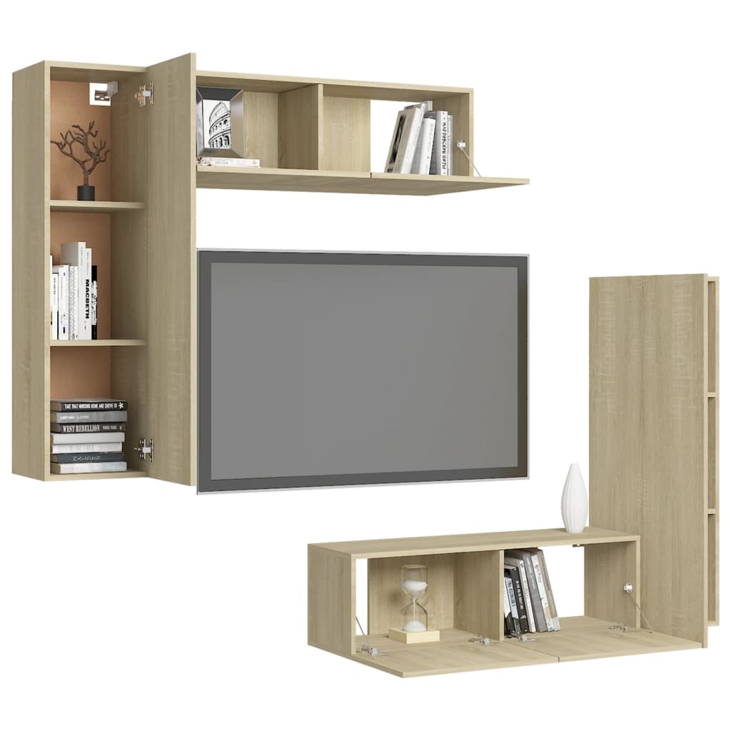 Set Porta TV 4 pz Rovere Sonoma in Truciolato cod mxl 33831