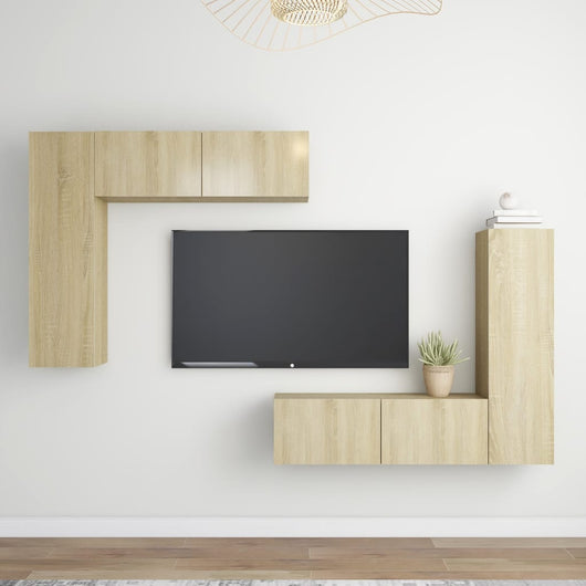 Set Porta TV 4 pz Rovere Sonoma in Truciolato 3079005