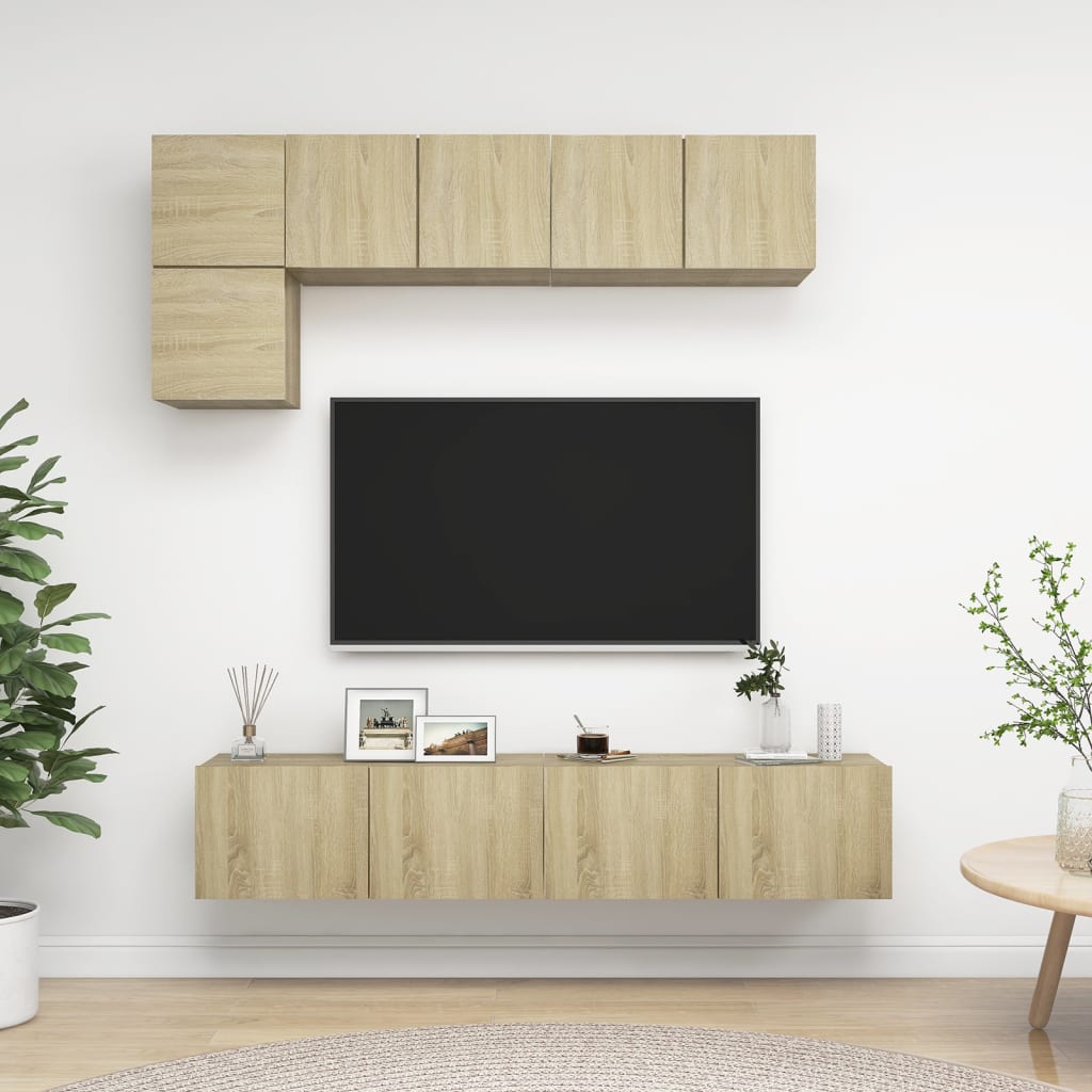 Set Porta TV 5 pz Rovere Sonoma in Truciolato cod mxl 53999