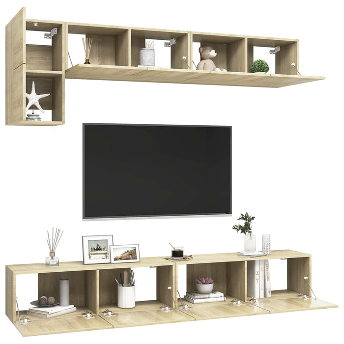 Set Porta TV 5 pz Rovere Sonoma in Truciolato 3079009