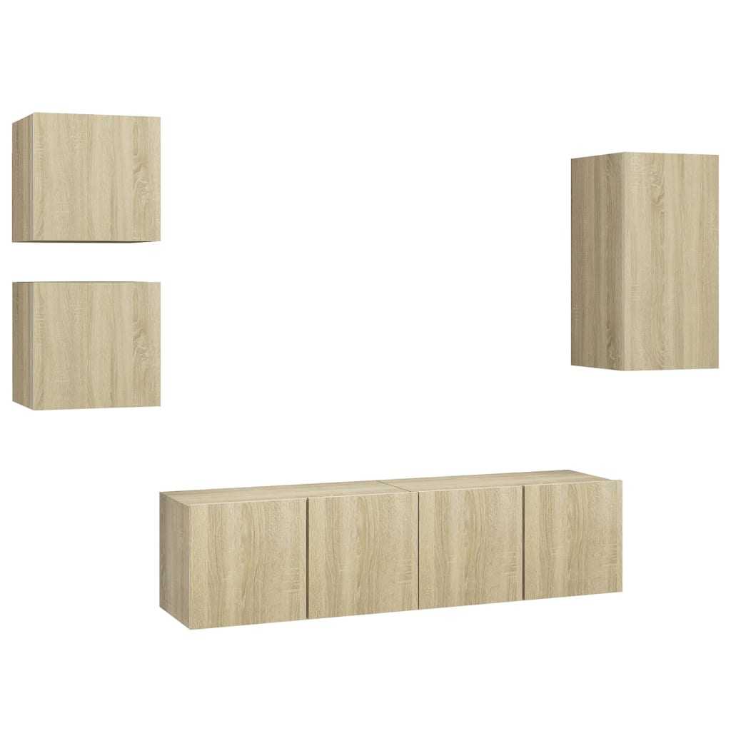 Set Porta TV 5 pz Rovere Sonoma in Truciolato cod mxl 10014