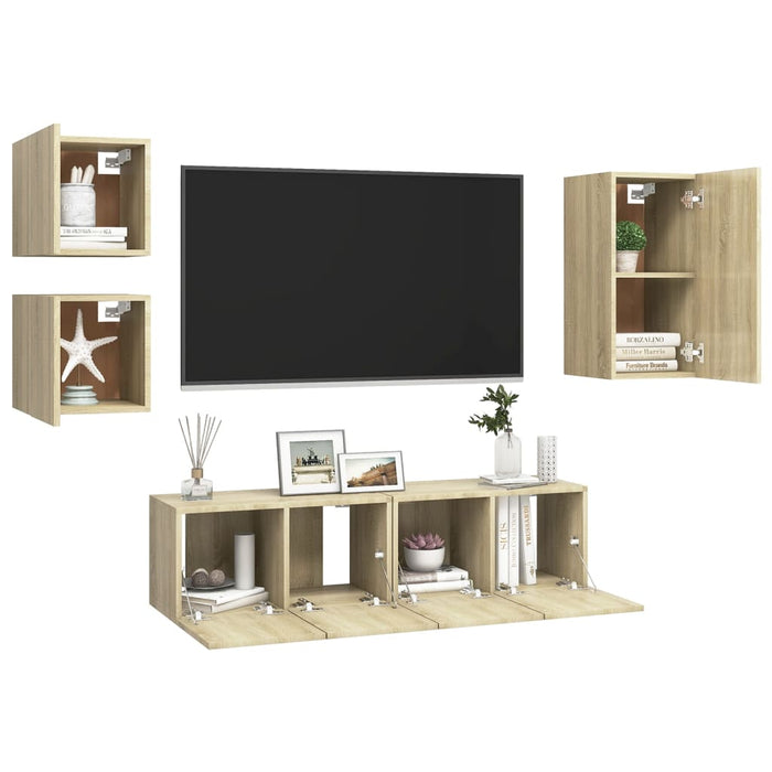 Set Porta TV 5 pz Rovere Sonoma in Truciolato cod mxl 10014