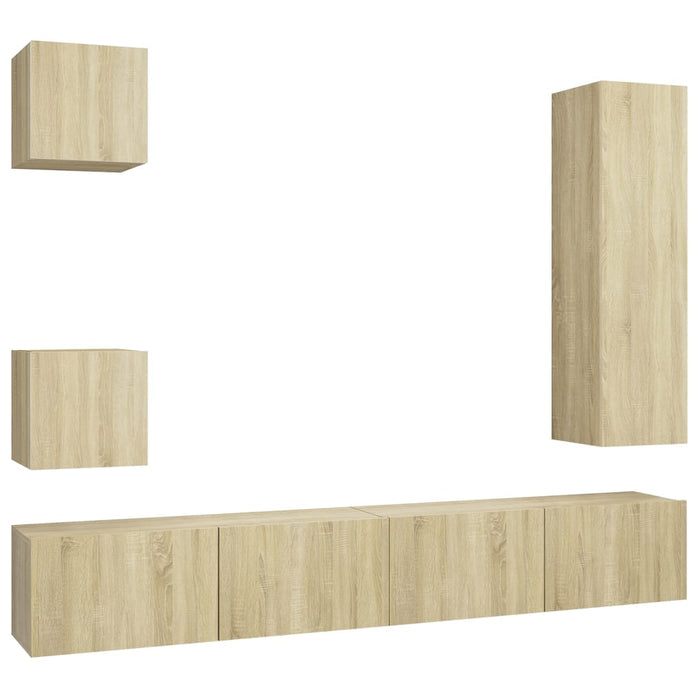 Set Porta TV 5 pz Rovere Sonoma in Truciolato cod mxl 30687