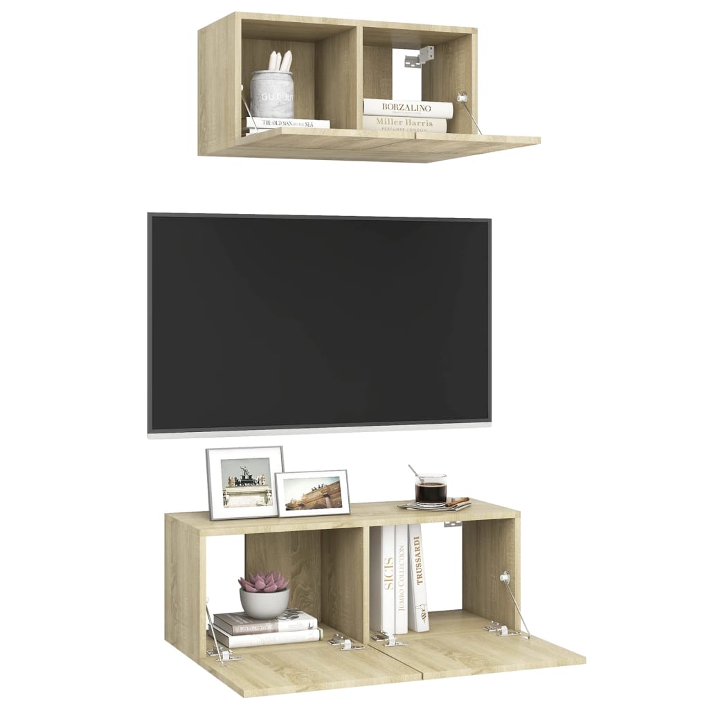 Set Porta TV 2 pz Rovere Sonoma in Truciolato cod mxl 20198