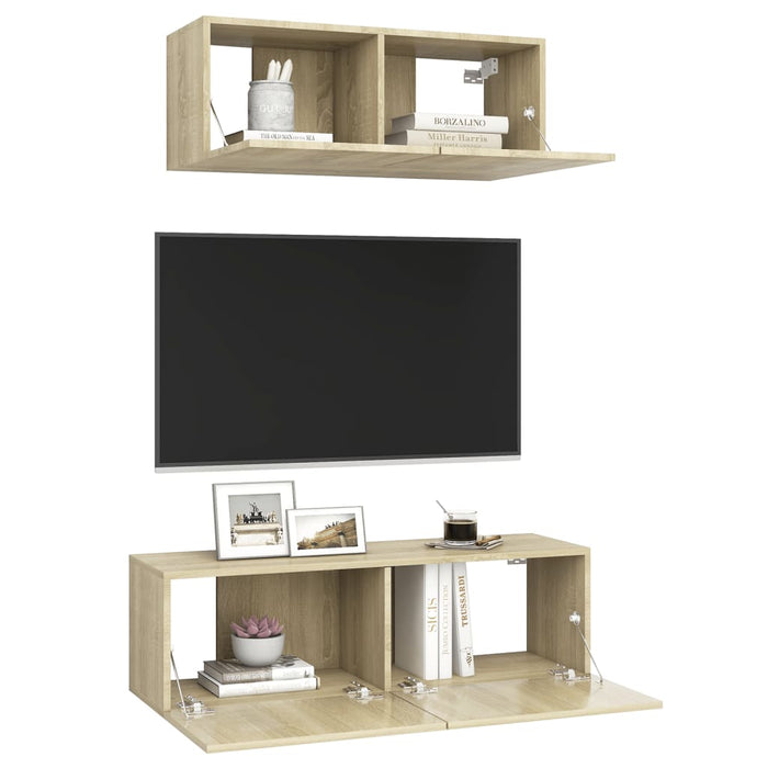 Set Porta TV 2 pz Rovere Sonoma in Truciolato