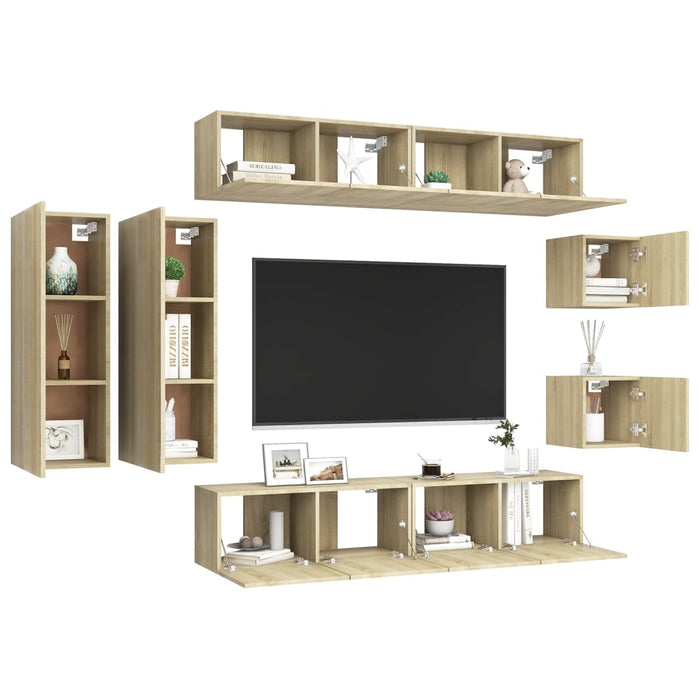 Set Mobili TV 8 pz Rovere Sonoma in Truciolato cod mxl 11749