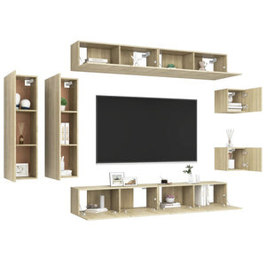 Set Mobili TV 8 pz Rovere Sonoma in Truciolato