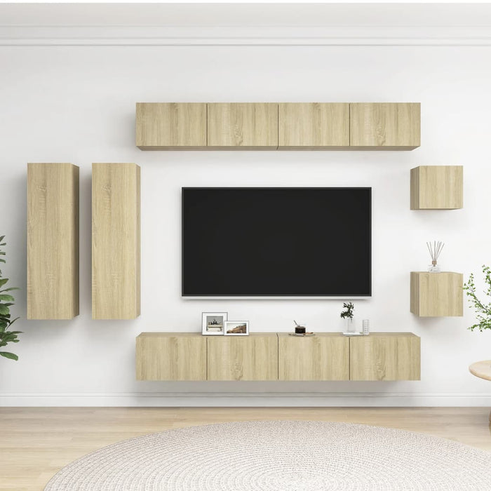 Set Mobili TV 8 pz Rovere Sonoma in Truciolato