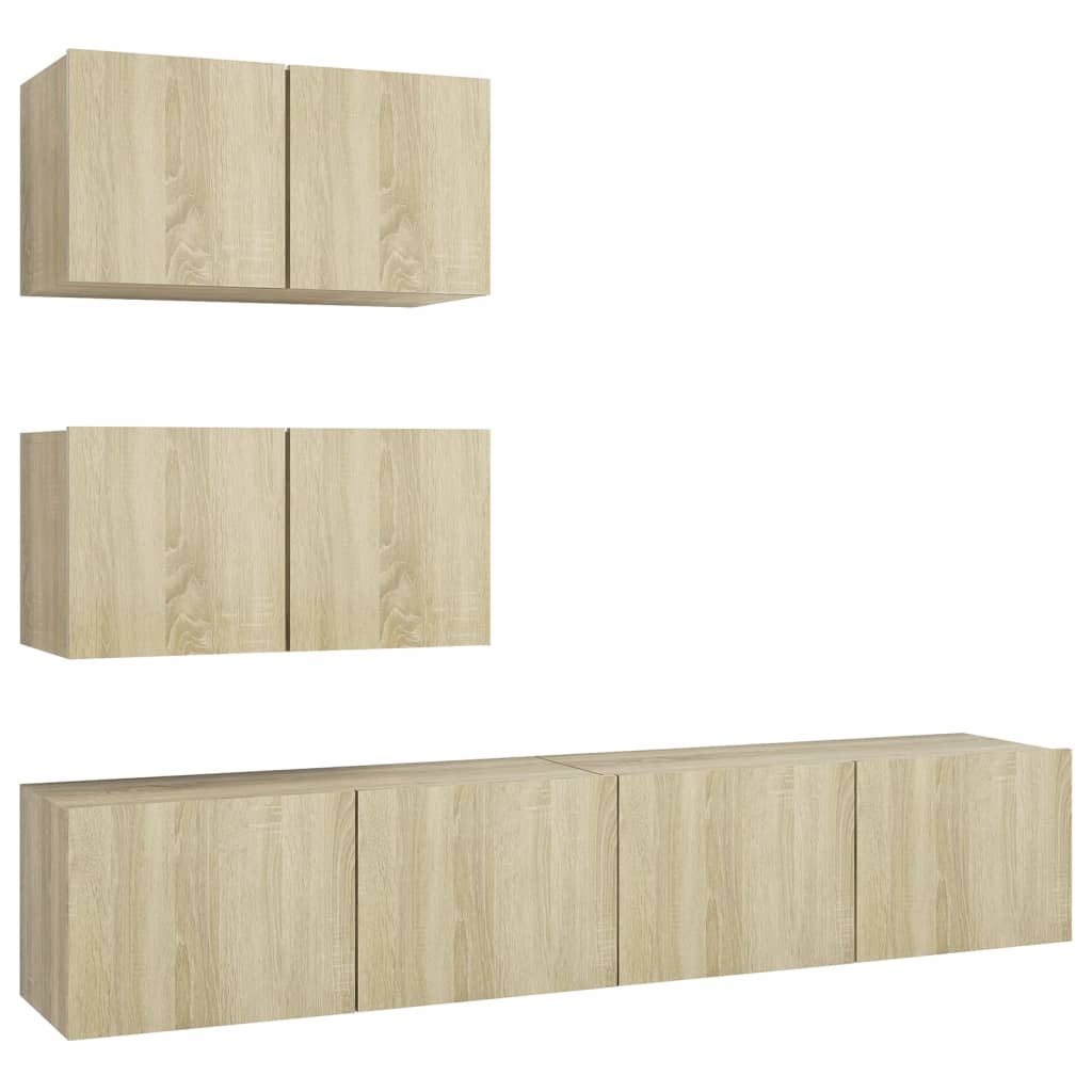 Set di Mobili Porta TV 4 pz Rovere Sonoma in Legno Multistrato 3079025