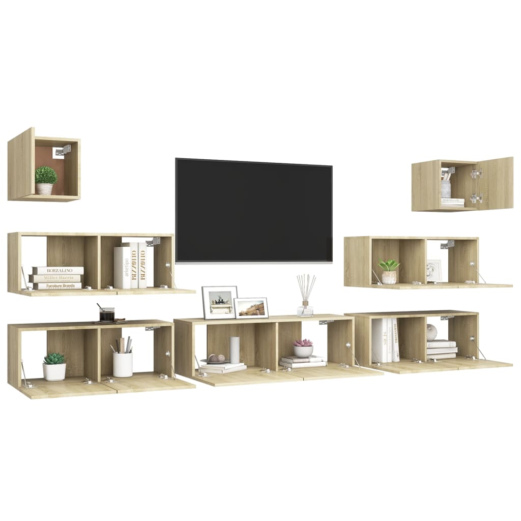 Set Mobili TV 7 pz Rovere Sonoma in Truciolato 3079028