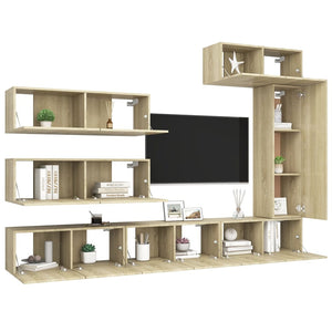 Set Porta TV 7 pz Rovere Sonoma in Truciolato 3079032