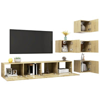 Set Porta TV 6 pz Rovere Sonoma in Truciolato 3079036