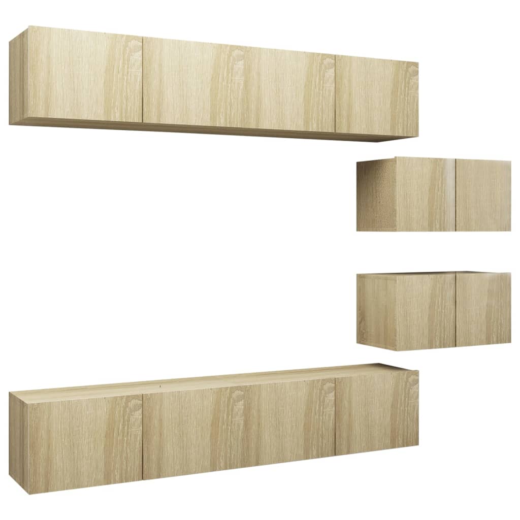 Set Mobili TV 6 pz Rovere Sonoma in Truciolato 3079041