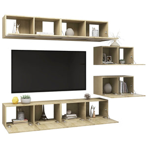 Set Mobili TV 6 pz Rovere Sonoma in Truciolato cod mxl 20122