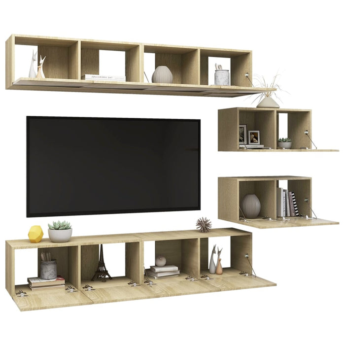 Set Mobili TV 6 pz Rovere Sonoma in Truciolato cod mxl 20122