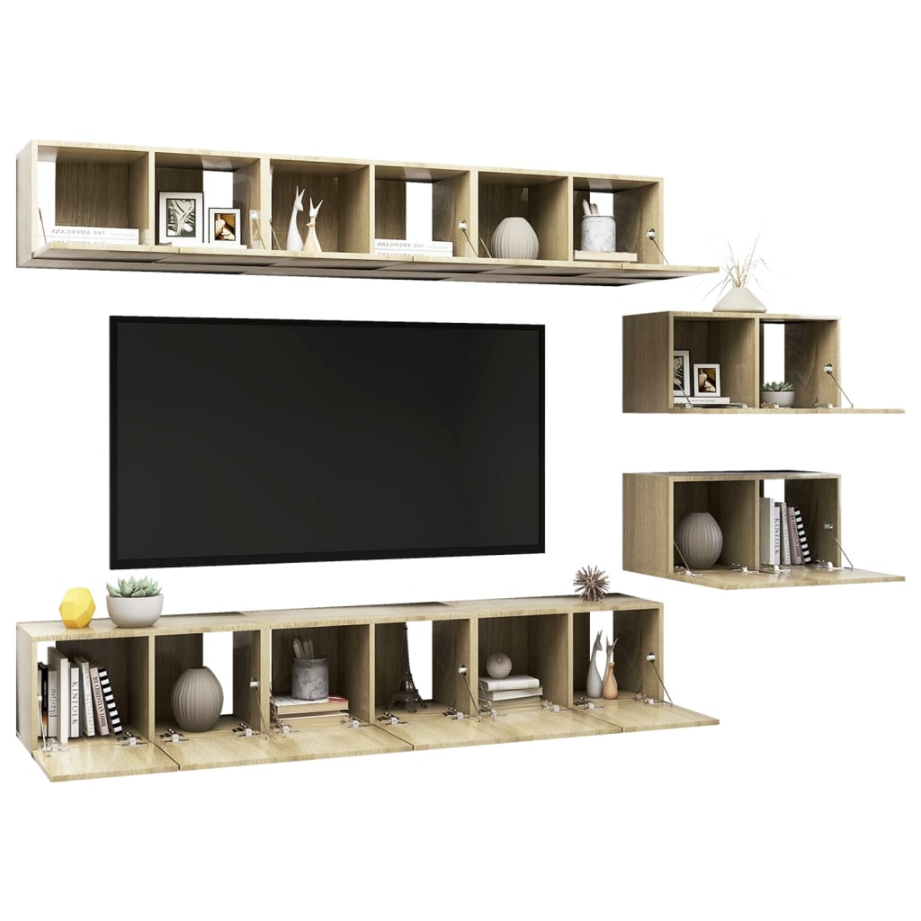 Mobili TV 8 pz Rovere Sonoma in Truciolato cod mxl 17358