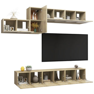 Set Porta TV 7 pz Rovere Sonoma in Truciolato 3079044