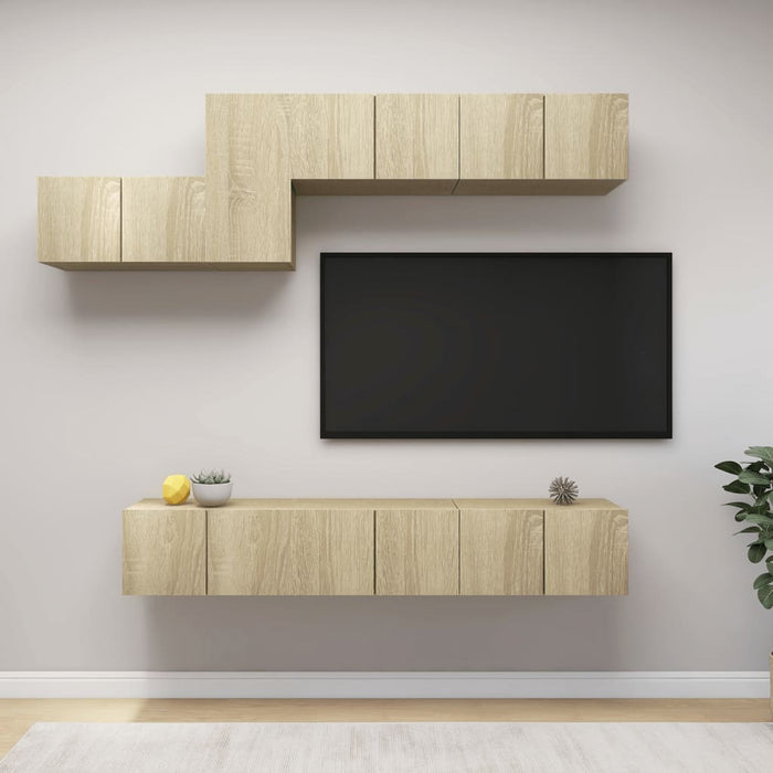 Set Porta TV 7 pz Rovere Sonoma in Truciolato 3079044