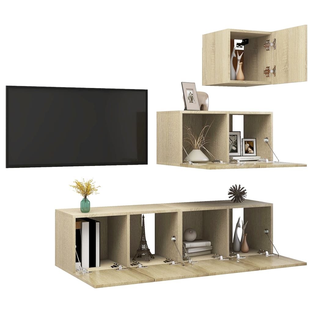 Set Porta TV 4 pz Rovere Sonoma in Truciolato cod mxl 34047