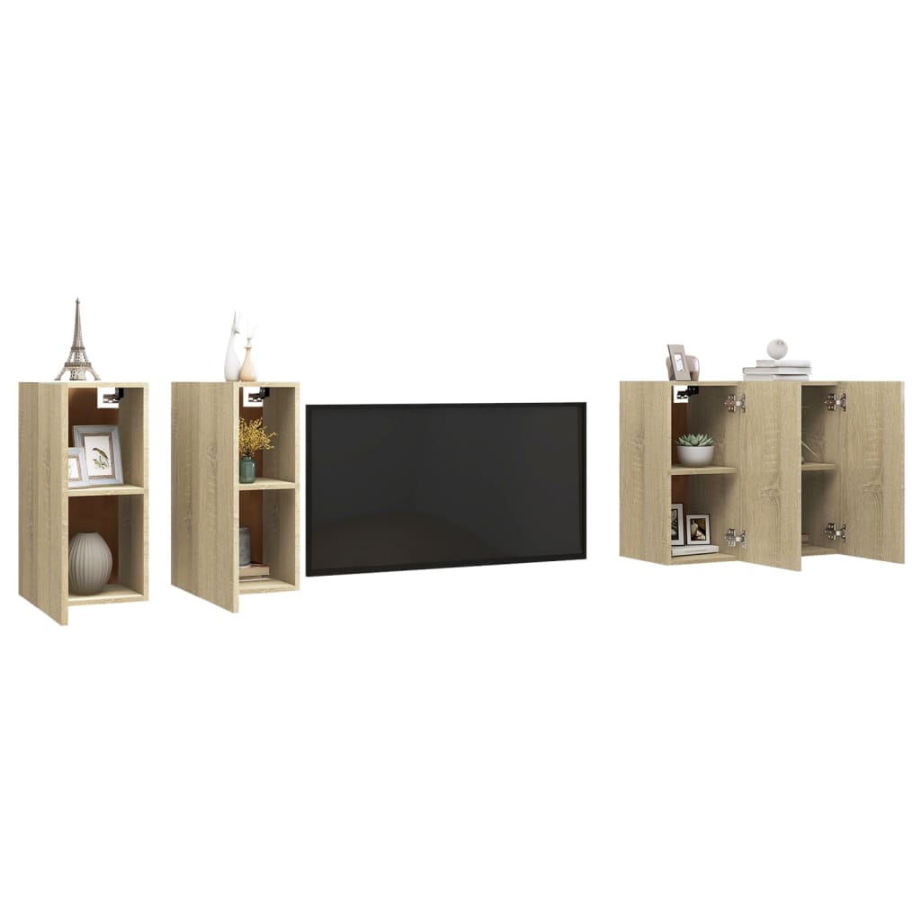 Mobili TV Rovere Sonoma 4 pz 30,5x30x60 cm in Truciolato