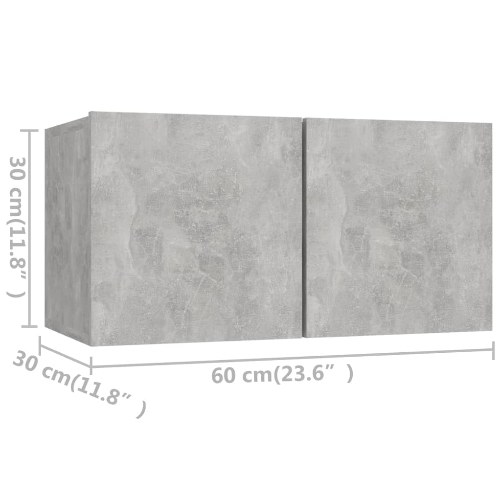 Mobili TV 4 pz Grigio Cemento 60x30x30 cm in Truciolato cod mxl 18882