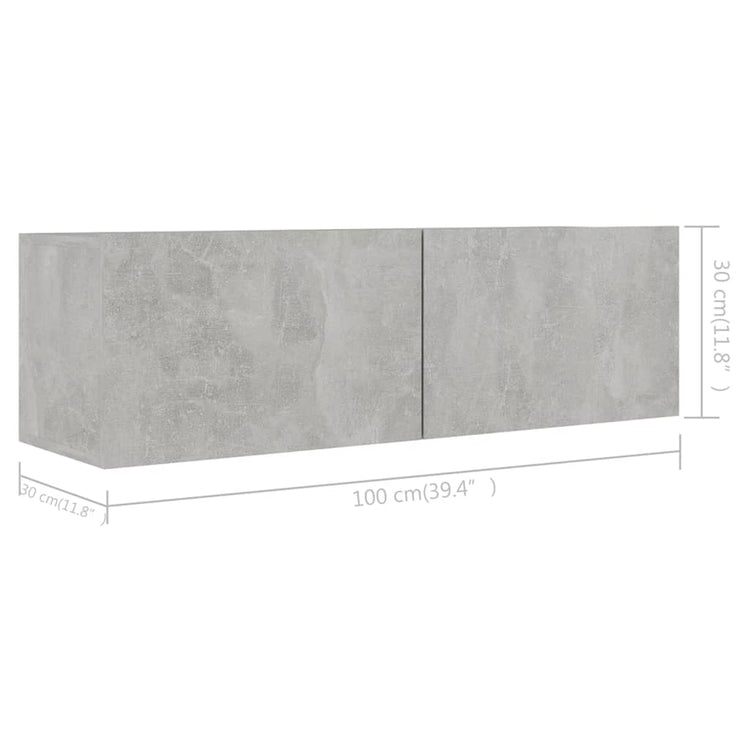 Mobili TV 4 pz Grigio Cemento 100x30x30 cm in Truciolato cod mxl 7301