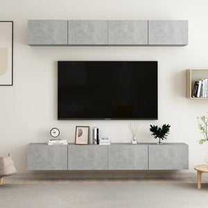 Mobili TV 4 pz Grigio Cemento 100x30x30 cm in Truciolato cod mxl 7301