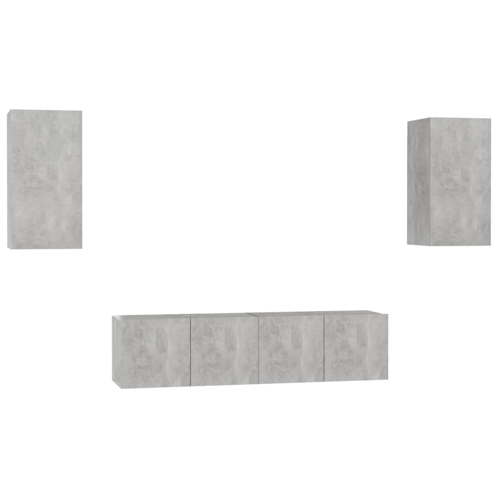 Set Mobili TV 4 pz Grigio Cemento in Truciolato 3079062