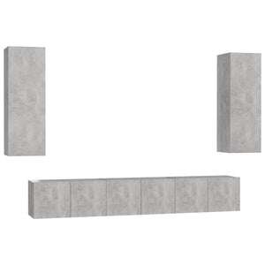 Set di Mobili Porta TV 5 pz Grigio Cemento in Legno Multistrato 3079063