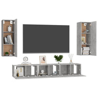 Set di Mobili Porta TV 5 pz Grigio Cemento in Legno Multistrato 3079063