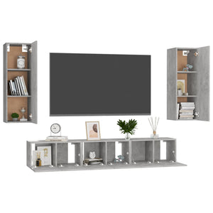 Set di Mobili Porta TV 5 pz Grigio Cemento in Legno Multistrato 3079063