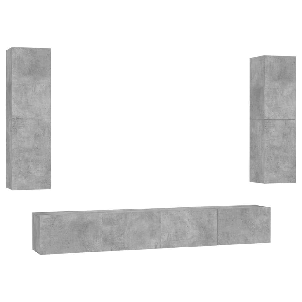 Set Porta TV 4 pz Grigio Cemento in Truciolato  cod mxl 30249