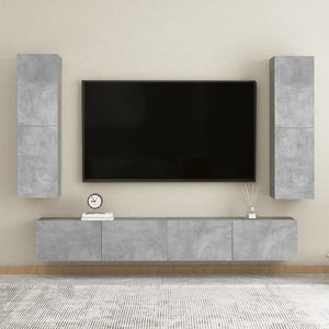 Set Porta TV 4 pz Grigio Cemento in Truciolato  cod mxl 30249