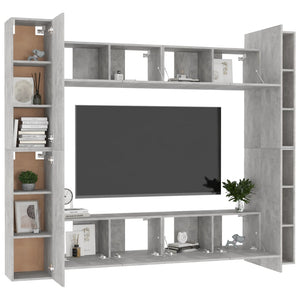 Set Mobile Porta TV 8 pz Grigio Cemento in Truciolato 3079070