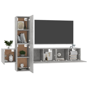 Set Mobili TV 5 pz Grigio Cemento in Truciolato 