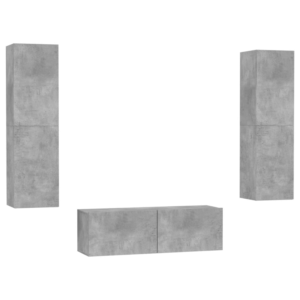 Set Porta TV 3 pz Grigio Cemento in Truciolato  cod mxl 33827