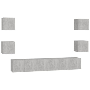 Set Porta TV 7 pz Grigio Cemento in Truciolato  cod mxl 62105