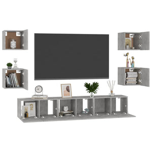 Set Porta TV 7 pz Grigio Cemento in Truciolato  cod mxl 62105