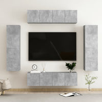 Set Mobile Porta TV 6 pz Grigio Cemento in Truciolato  cod mxl 33813