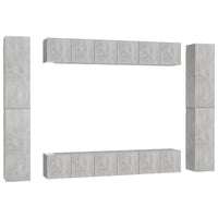 Set Porta TV 10 pz Grigio Cemento in Truciolato 3079085