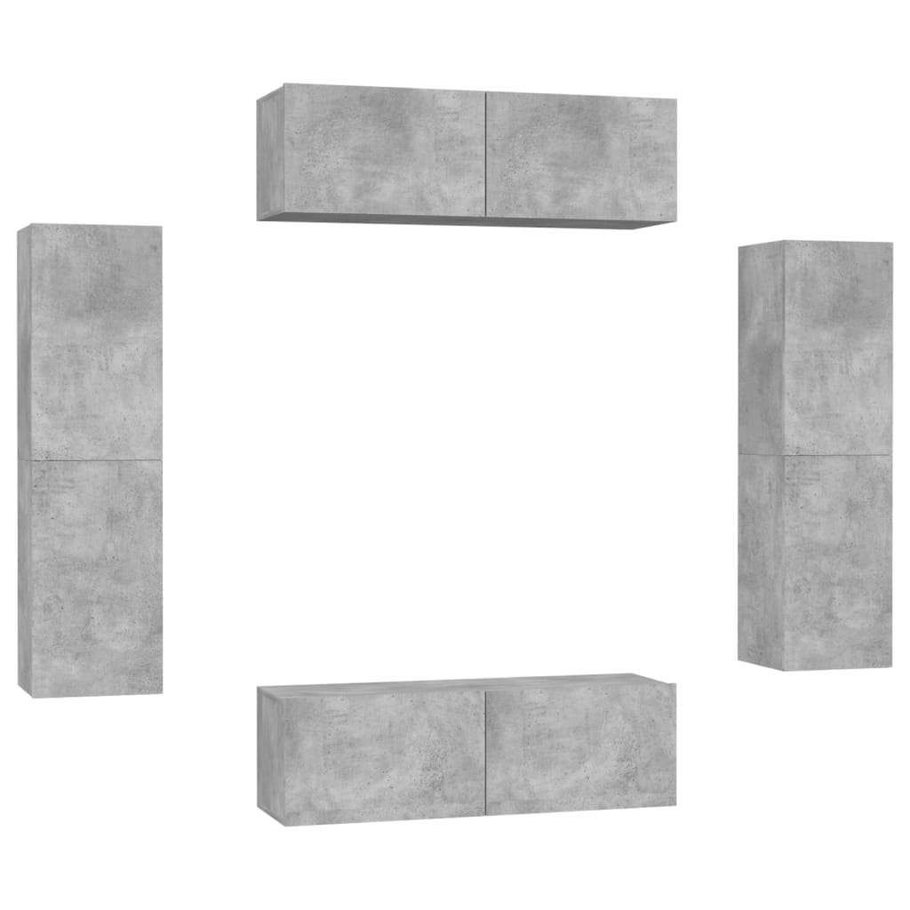 Set Porta TV 4 pz Grigio Cemento in Truciolato  cod mxl 30252