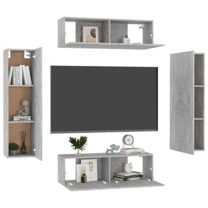 Set Porta TV 4 pz Grigio Cemento in Truciolato  cod mxl 30252