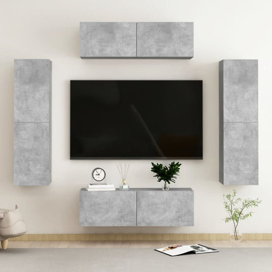 Set Porta TV 4 pz Grigio Cemento in Truciolato  cod mxl 30252