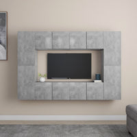 Set Mobile Porta TV 8 pz Grigio Cemento in Truciolato 3079088